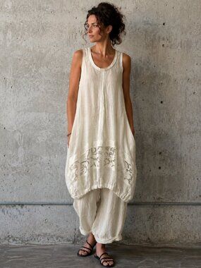 BEATE HEYMANN Street Couture Semi Sheer Ramie Dress Tunic White Size 4